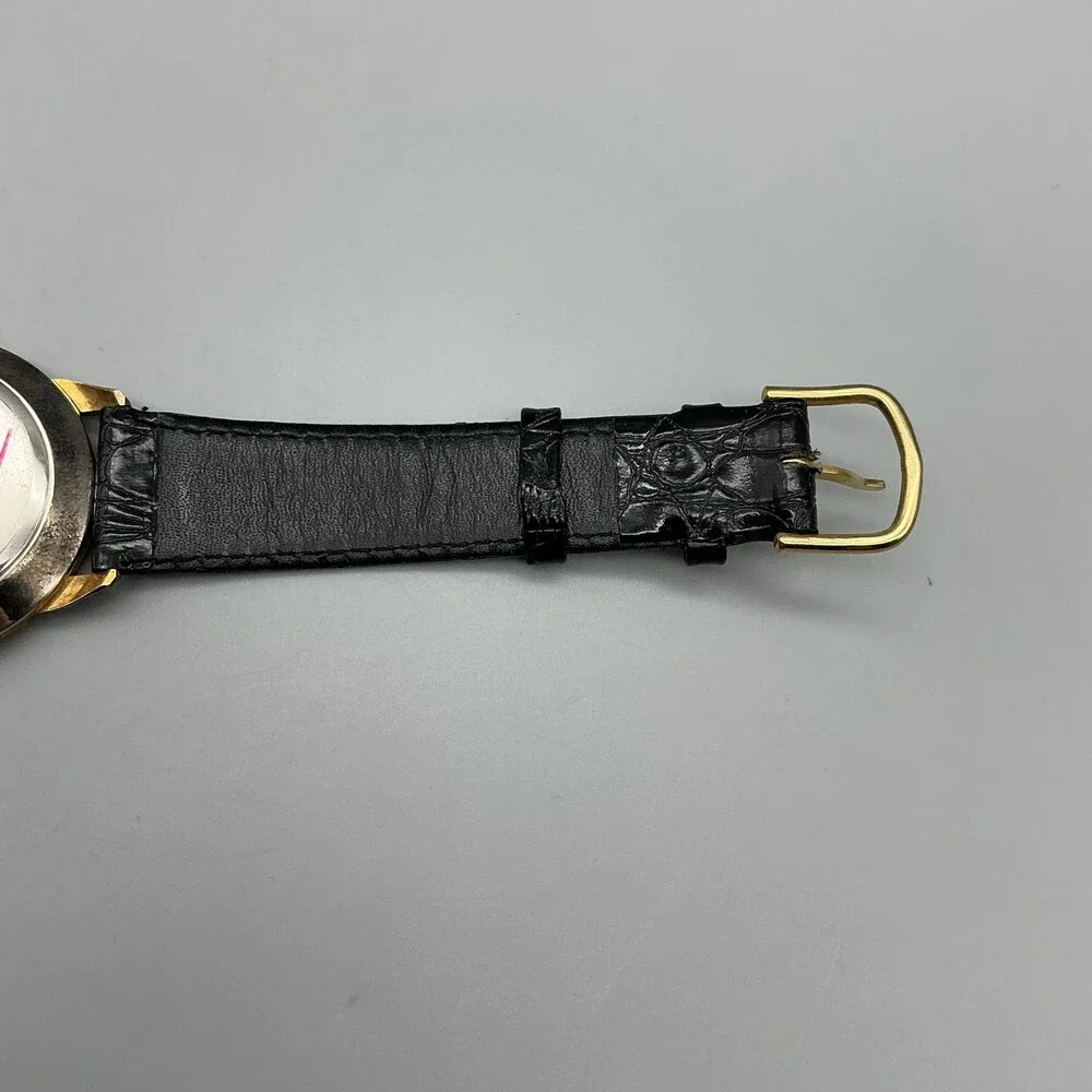 Mathey-Tissot Mens Watch 34mm Moon Phase Leather Date Swiss Made New Battery